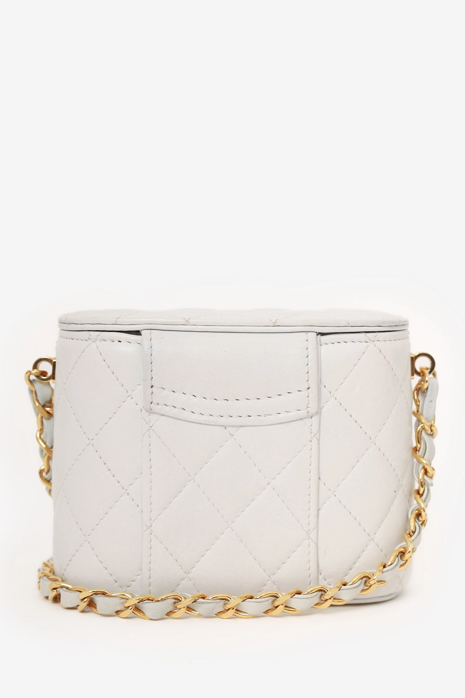 Pre-Loved Chanel Vintage 1991-94 White Quilted Lambskin Vanity Case