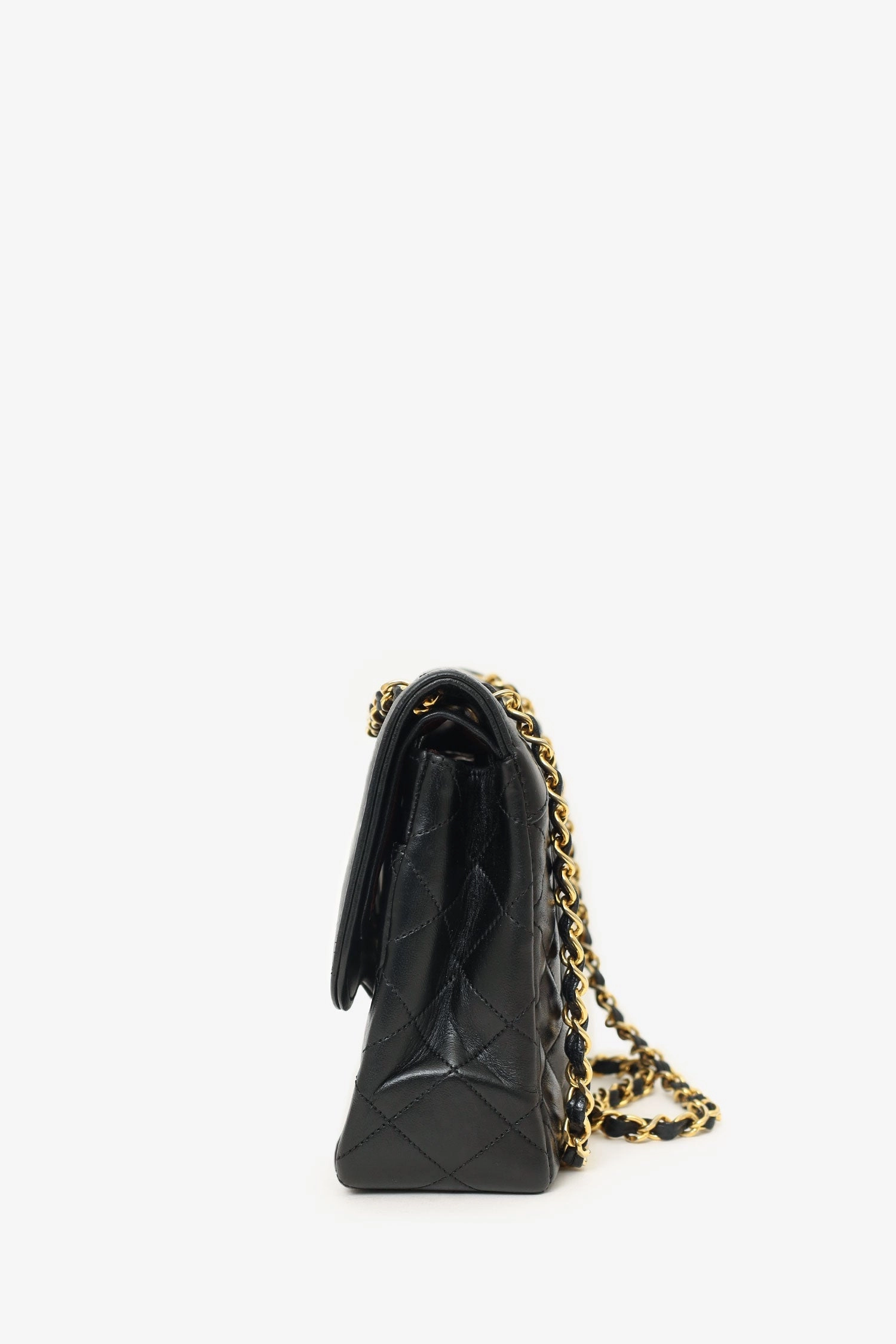 Pre-Loved Chanel Vintage Black Lambskin Two-Tone CC Paris Double Flap Bag