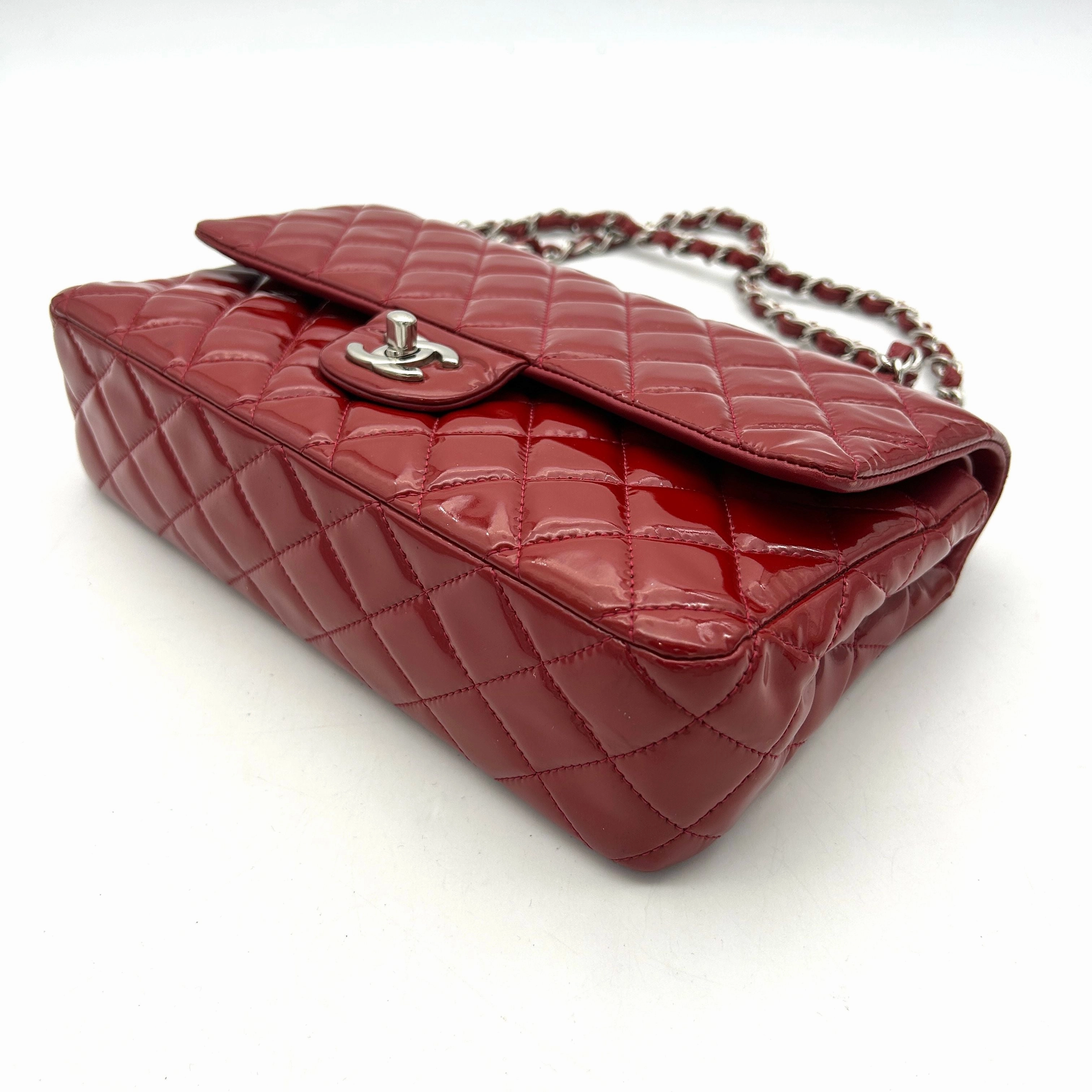 Pre-owned Chanel Classic Patent Maxi Double Flap Bag - Red Shoulder Bags, Handbags AF605