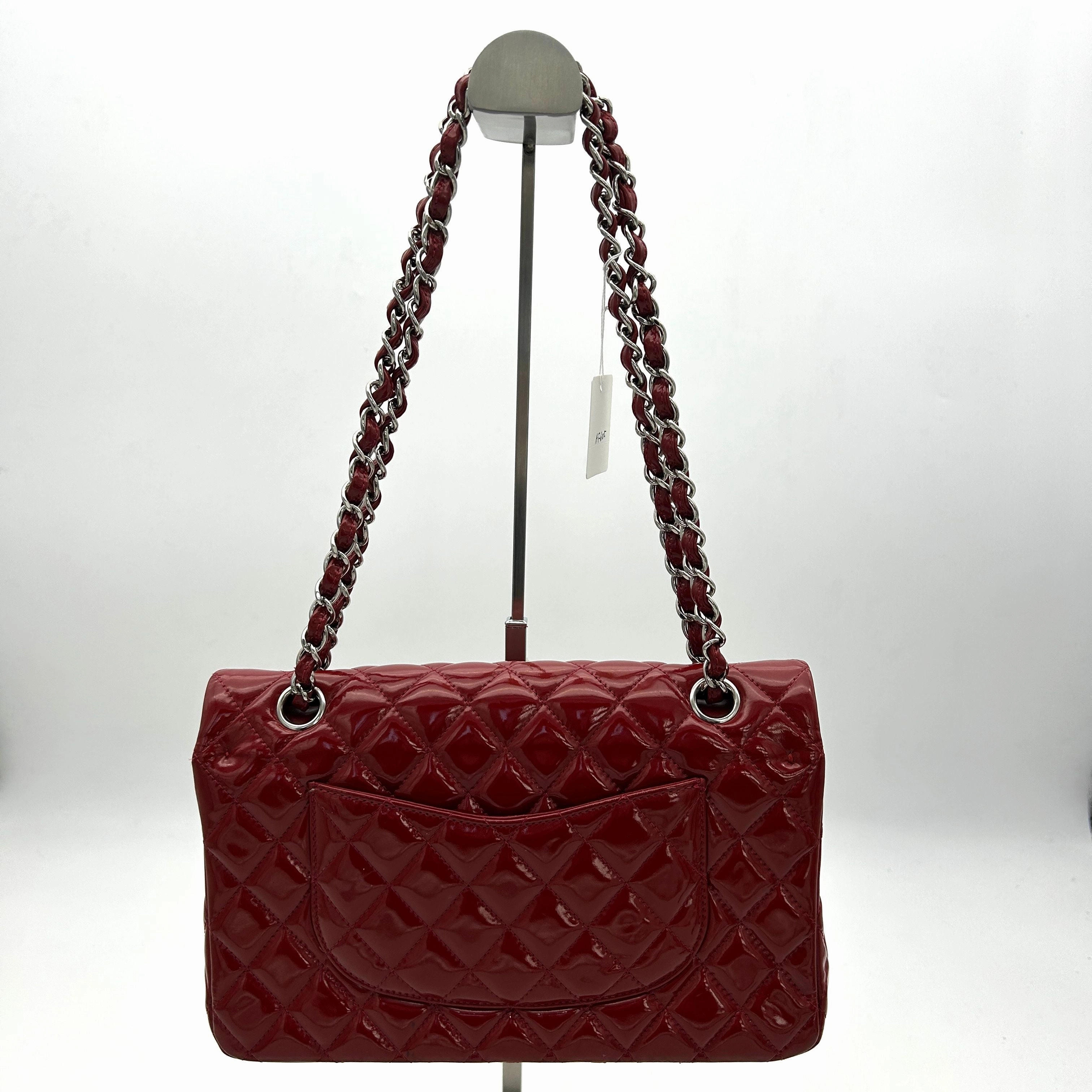 Pre-owned Chanel Classic Patent Maxi Double Flap Bag - Red Shoulder Bags, Handbags AF605