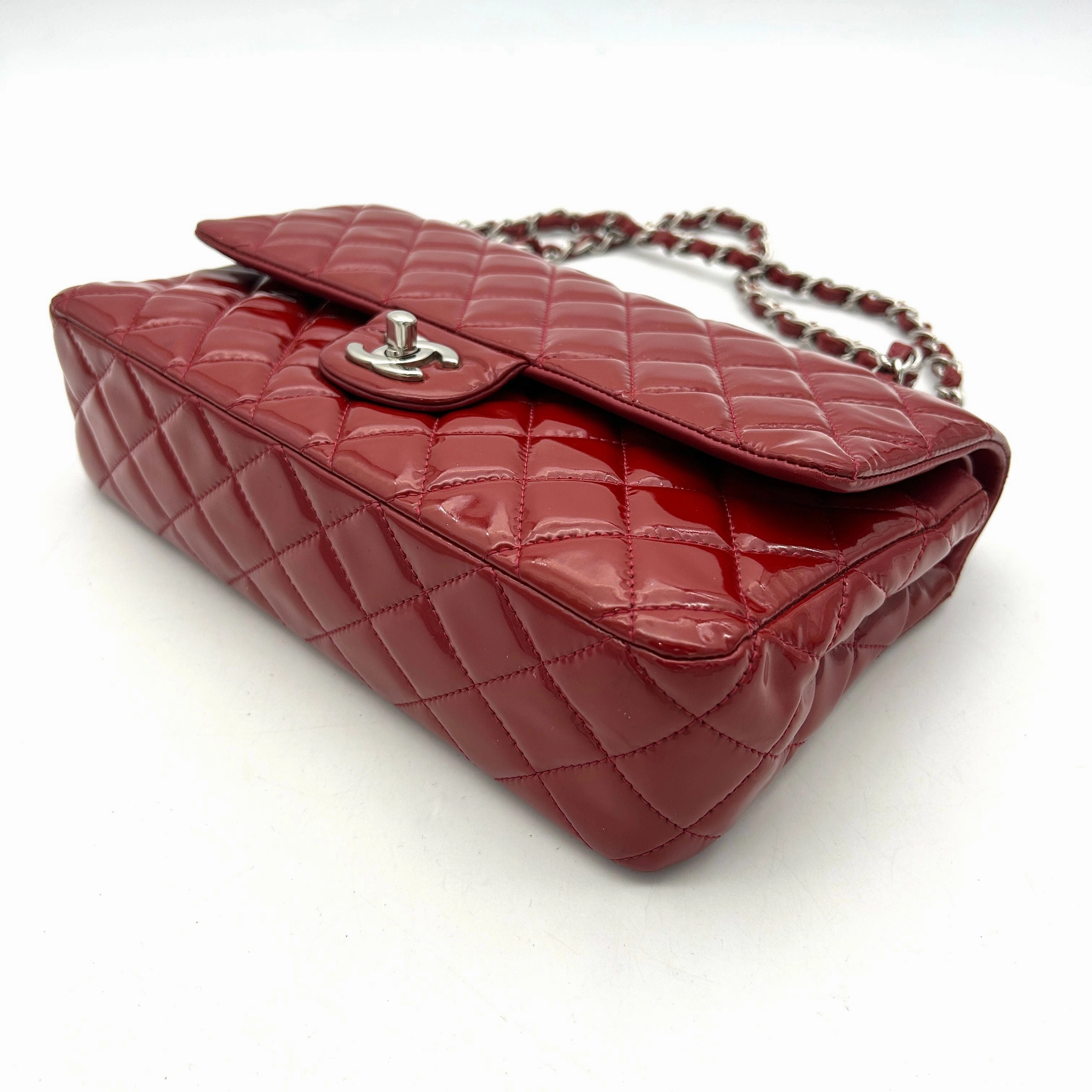 Pre-owned Chanel Classic Patent Maxi Double Flap Bag - Red Shoulder Bags, Handbags AF605