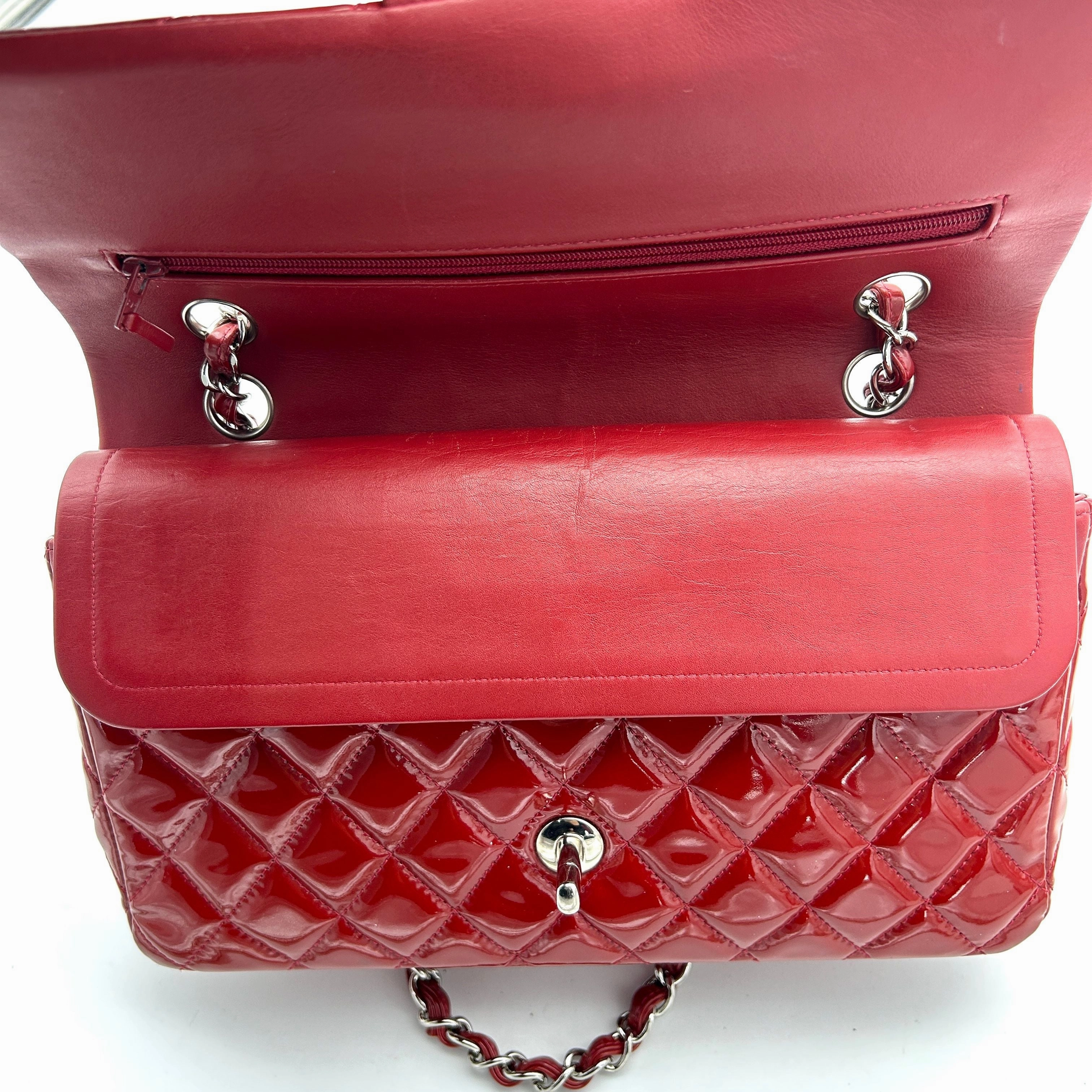 Pre-owned Chanel Classic Patent Maxi Double Flap Bag - Red Shoulder Bags, Handbags AF605