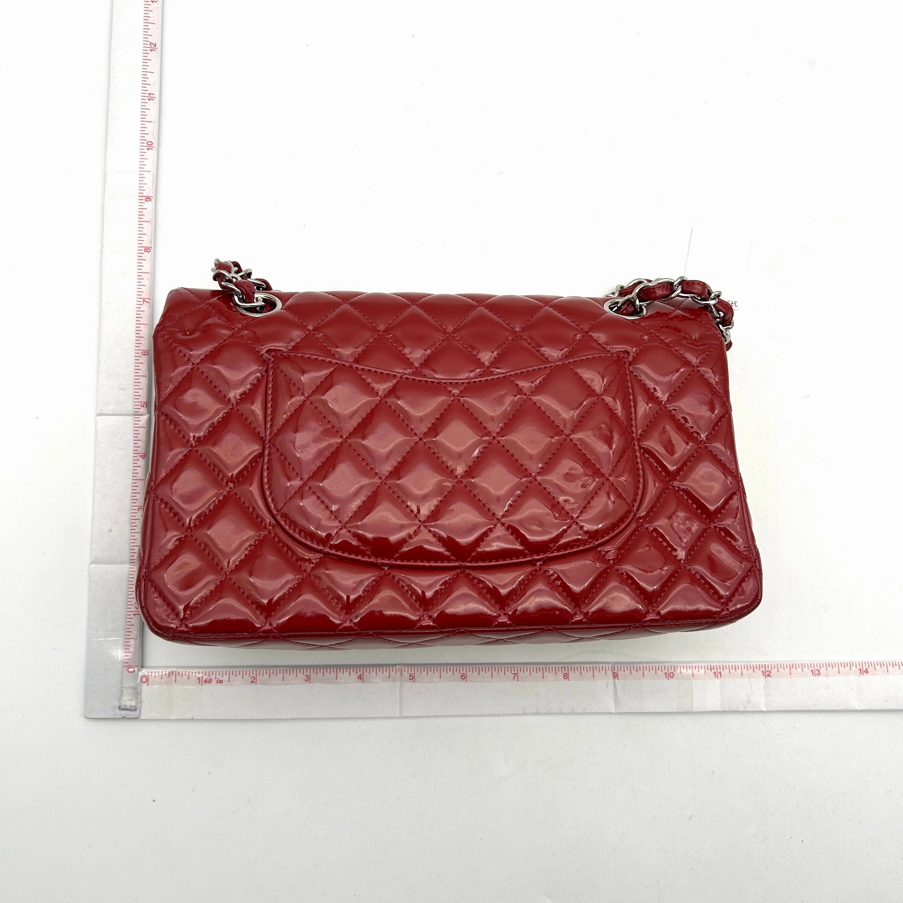 Pre-owned Chanel Classic Patent Maxi Double Flap Bag - Red Shoulder Bags, Handbags AF605