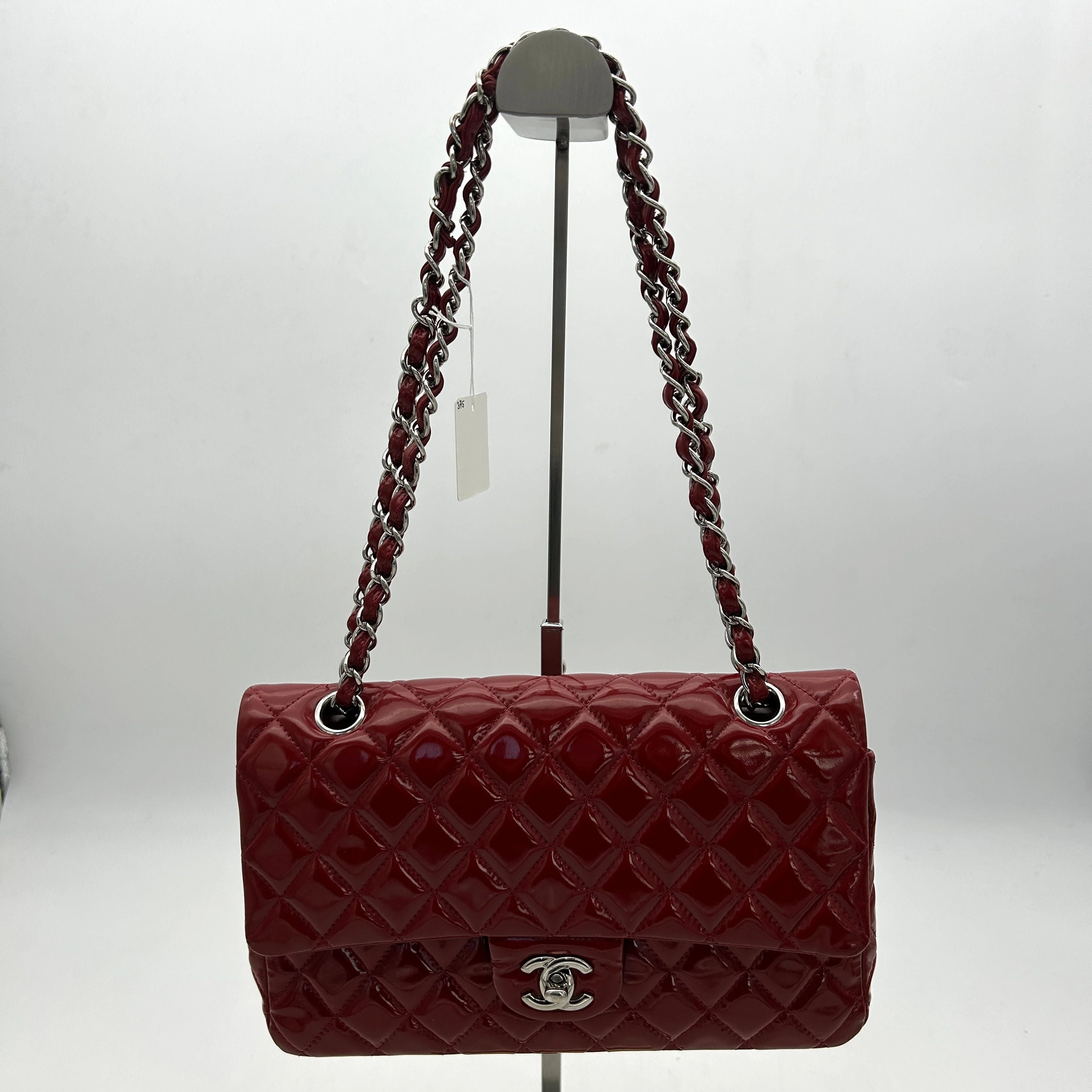 Pre-owned Chanel Classic Patent Maxi Double Flap Bag - Red Shoulder Bags, Handbags AF605