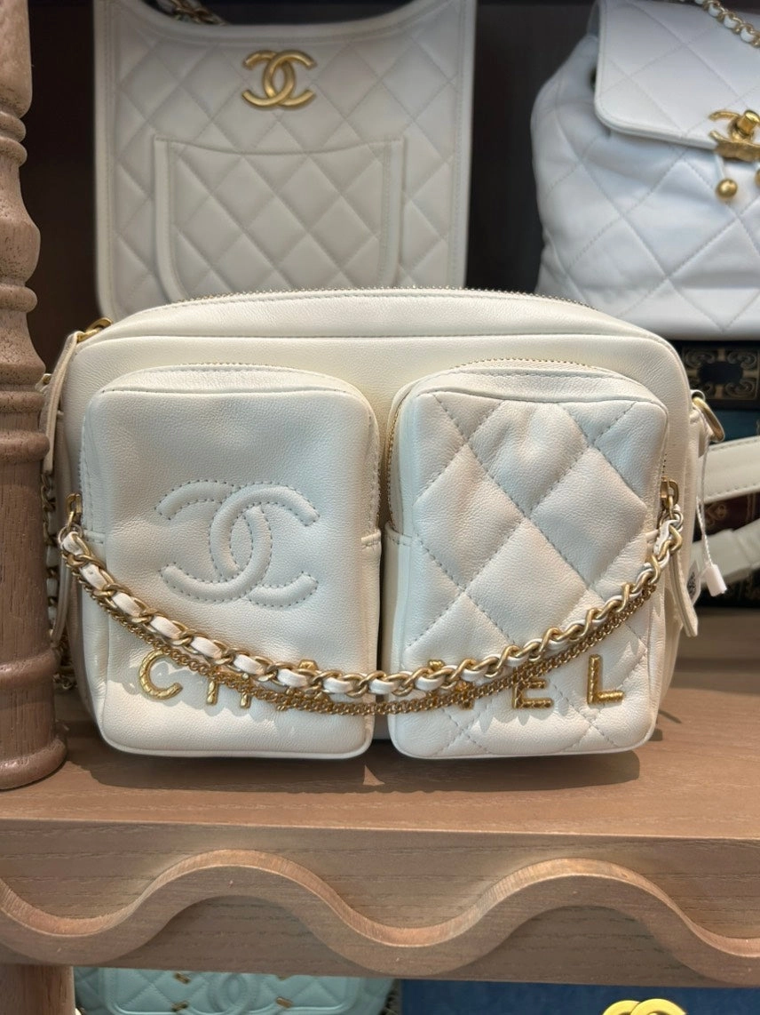 Preloved Chanel BMZ White Leather Shoulder Bag