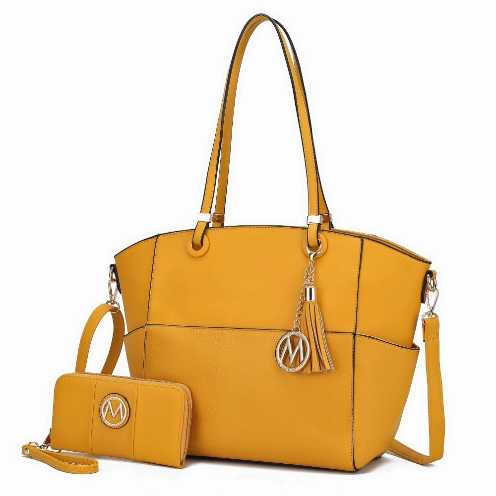 Prisha Vegan Leather Womens Tote Bag with Wallet - 2 pieces