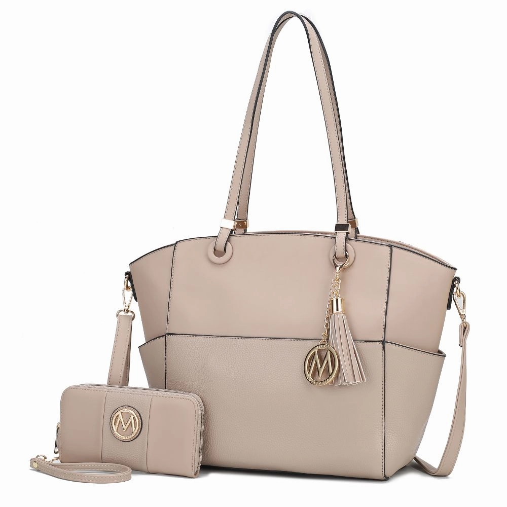 Prisha Vegan Leather Womens Tote Bag with Wallet - 2 pieces