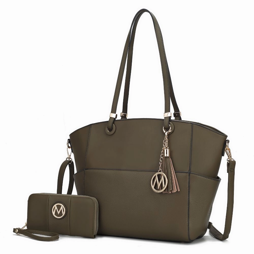 Prisha Vegan Leather Womens Tote Bag with Wallet - 2 pieces