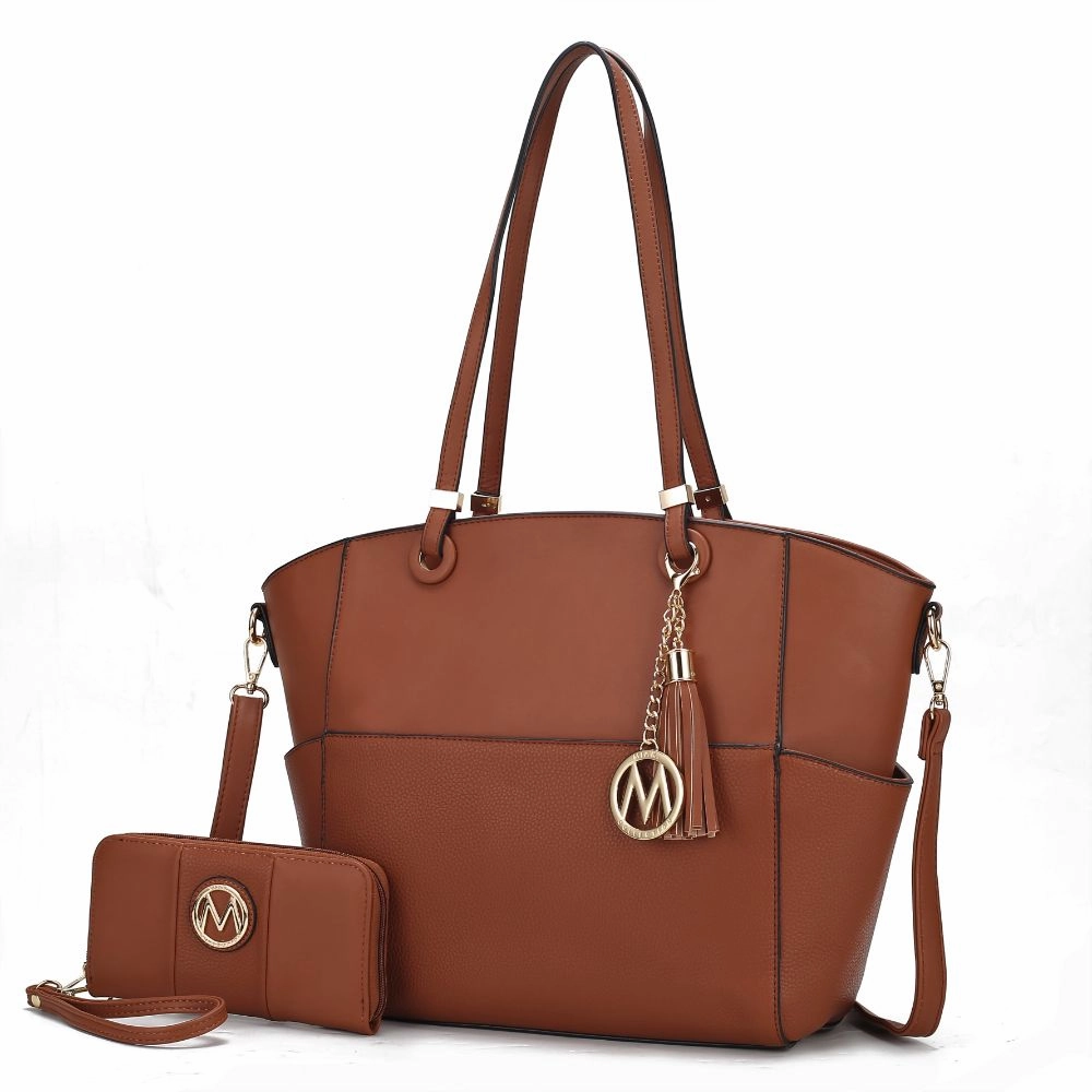 Prisha Vegan Leather Womens Tote Bag with Wallet - 2 pieces