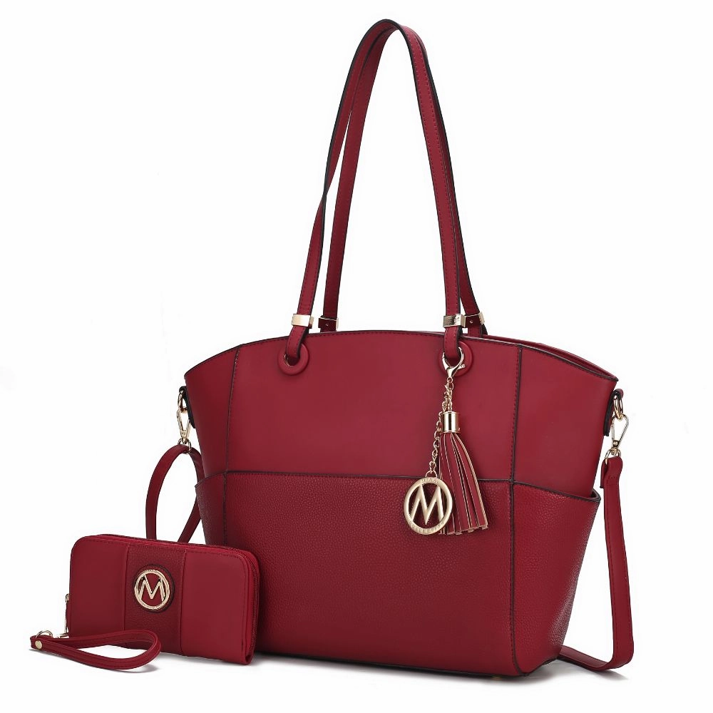 Prisha Vegan Leather Womens Tote Bag with Wallet - 2 pieces