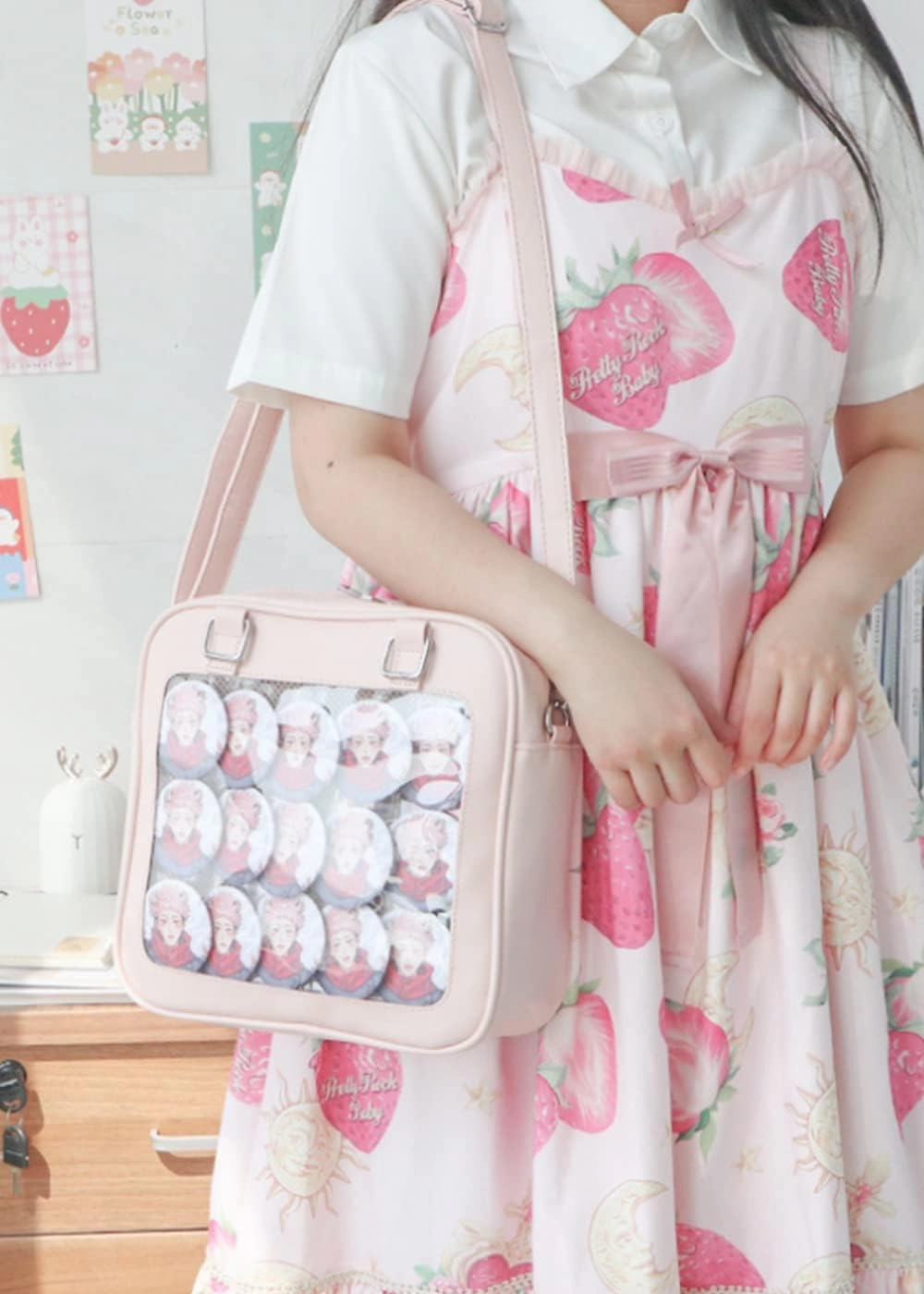 Purse and Backpack JK Uniform Messenger Bag Lolita Ita Handbag DIY Design Transparent Windows Shoulder Bag