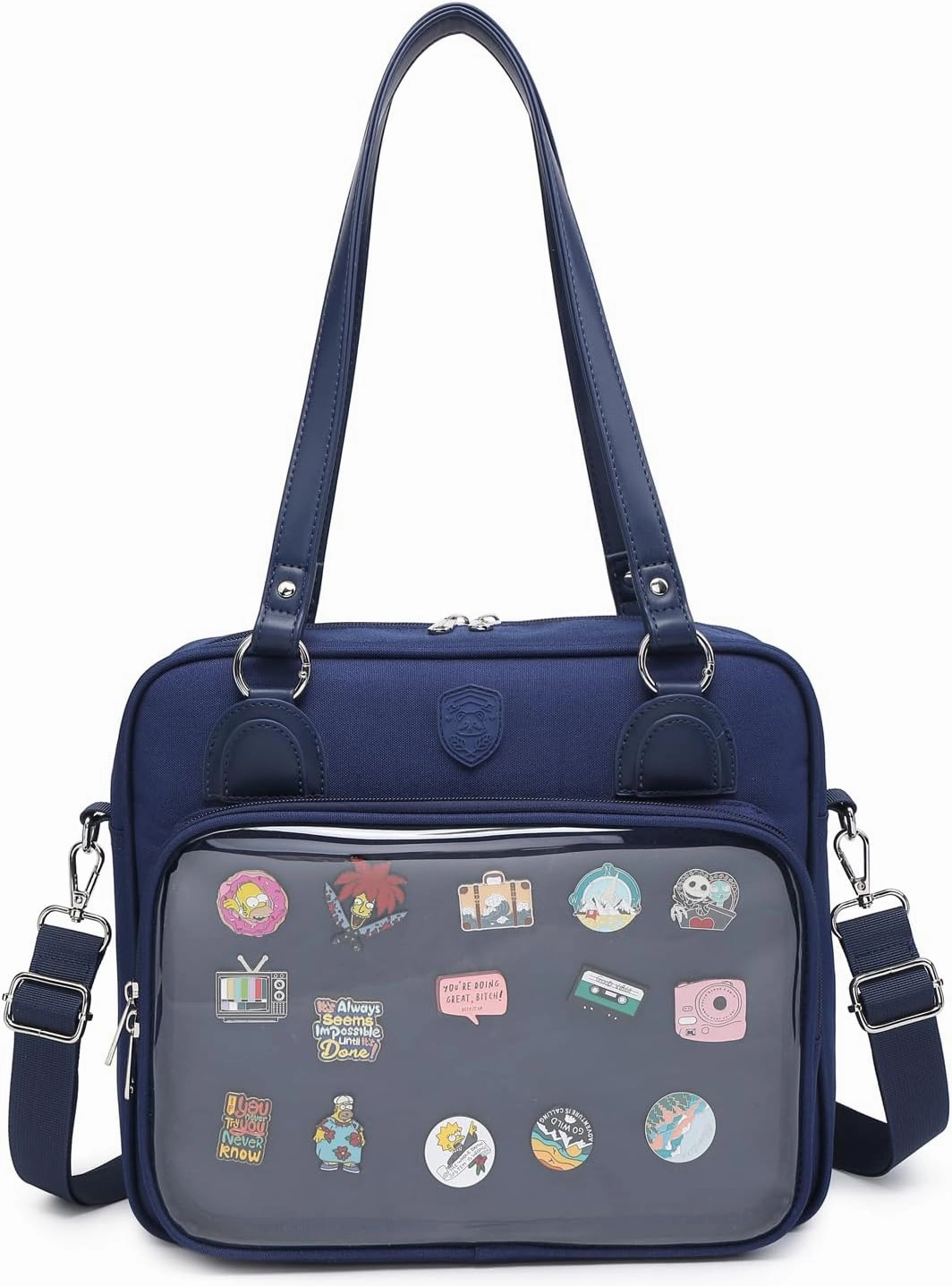 RAINBOW SMILE Canvas Ita Bag Backpack Crossbody Bag Kawaii Pin Display Bag Messenger Shoulder Bags