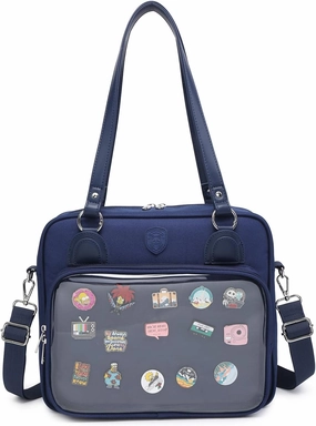 RAINBOW SMILE Canvas Ita Bag Backpack Crossbody Bag Kawaii Pin Display Bag Messenger Shoulder Bags