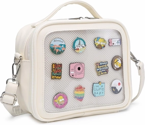 RAINBOW SMILE Ita Bag - Kawaii Crossbody Purse with Clear Shoulder Strap and Pin Display
