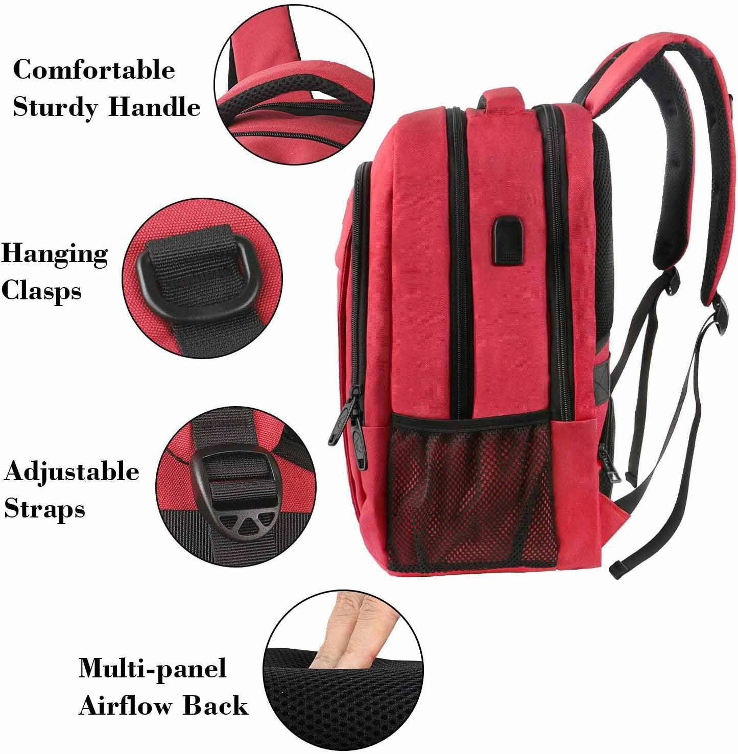 Red Mlassic Travel Laptop Backpack (17'')