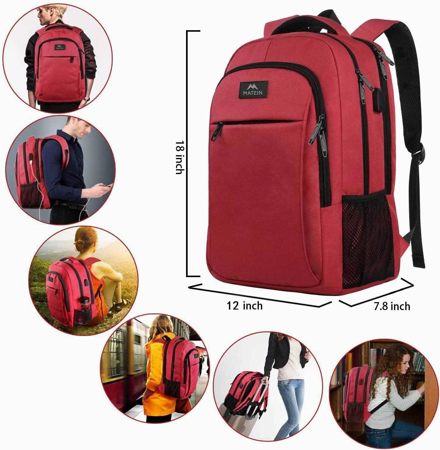 Red Mlassic Travel Laptop Backpack (17'')