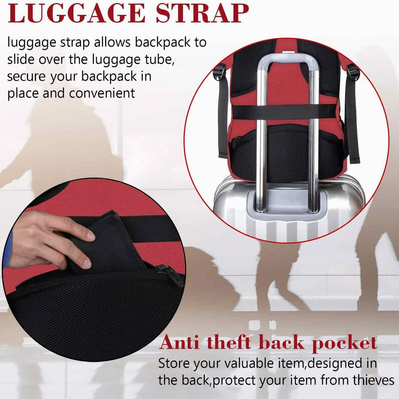 Red Mlassic Travel Laptop Backpack (17'')
