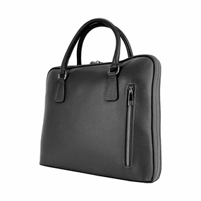 Renato Borzatta Leather Business Briefcase Black