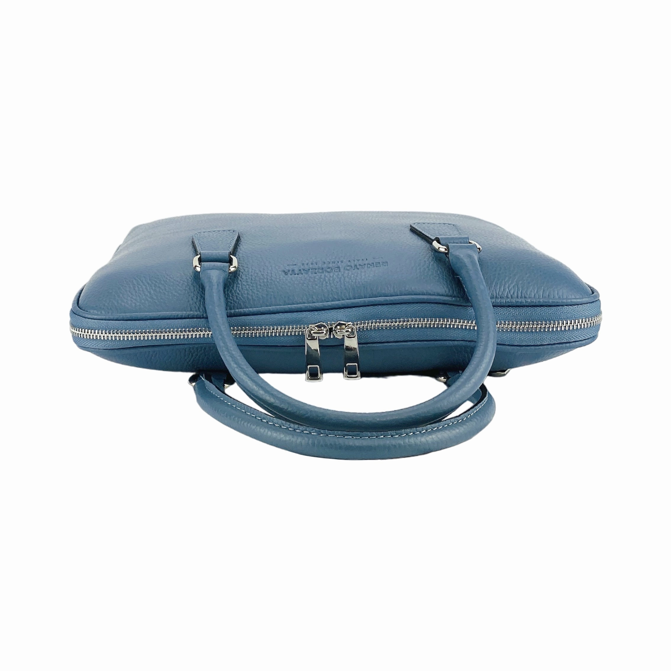 Renato Borzatta Leather Business Briefcase Blue