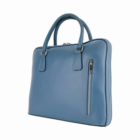 Renato Borzatta Leather Business Briefcase Blue