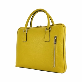 Renato Borzatta Leather Business Briefcase Mustard Yellow