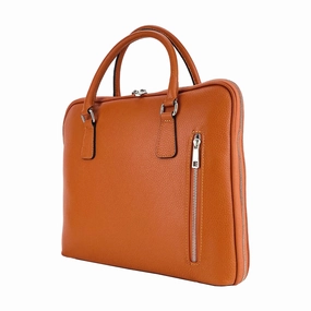 Renato Borzatta Leather Business Briefcase Orange