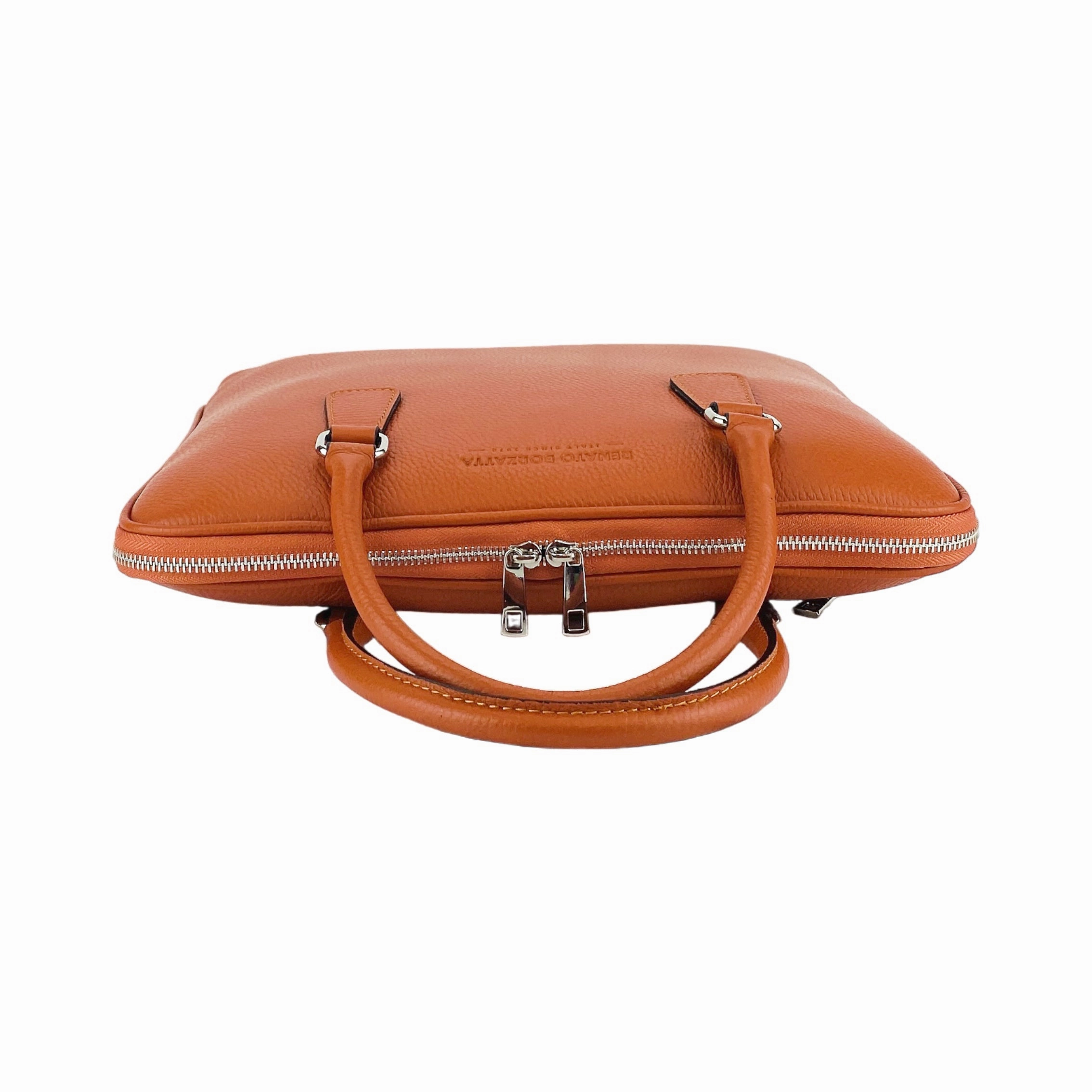 Renato Borzatta Leather Business Briefcase Orange