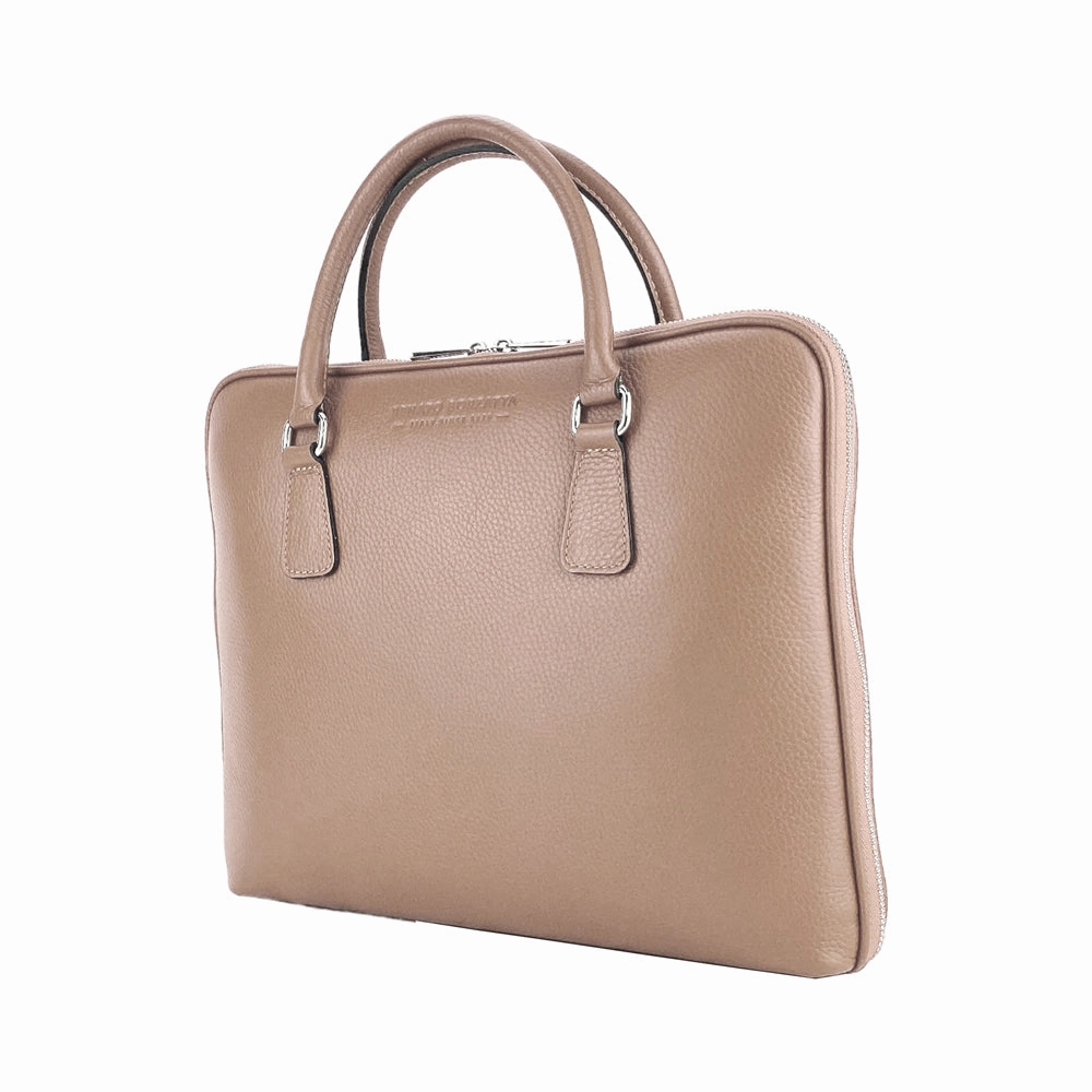 Renato Borzatta Leather Business Briefcase Taupe