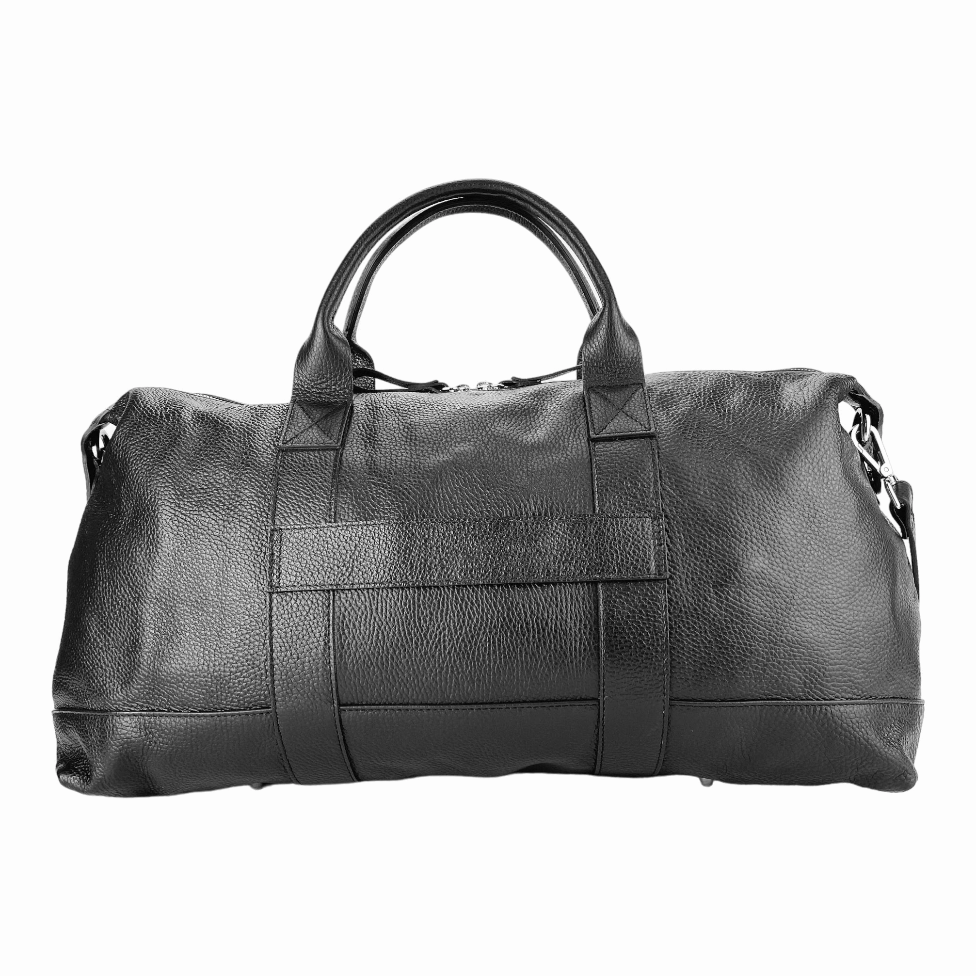 Renato Borzatta Leather Travel Duffle Bag Black