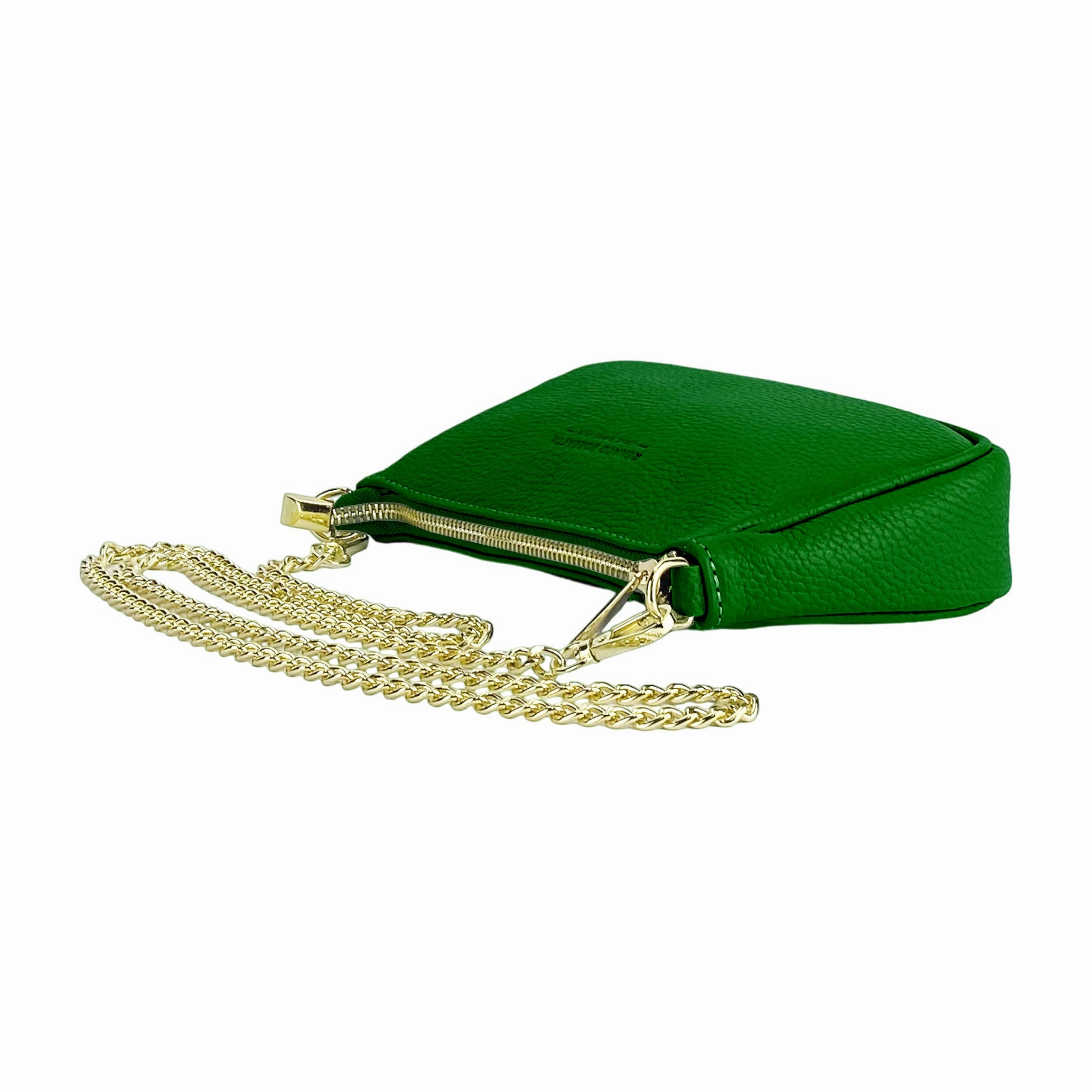 Renato Borzatta Small leather chain shoulder clutch bag Green