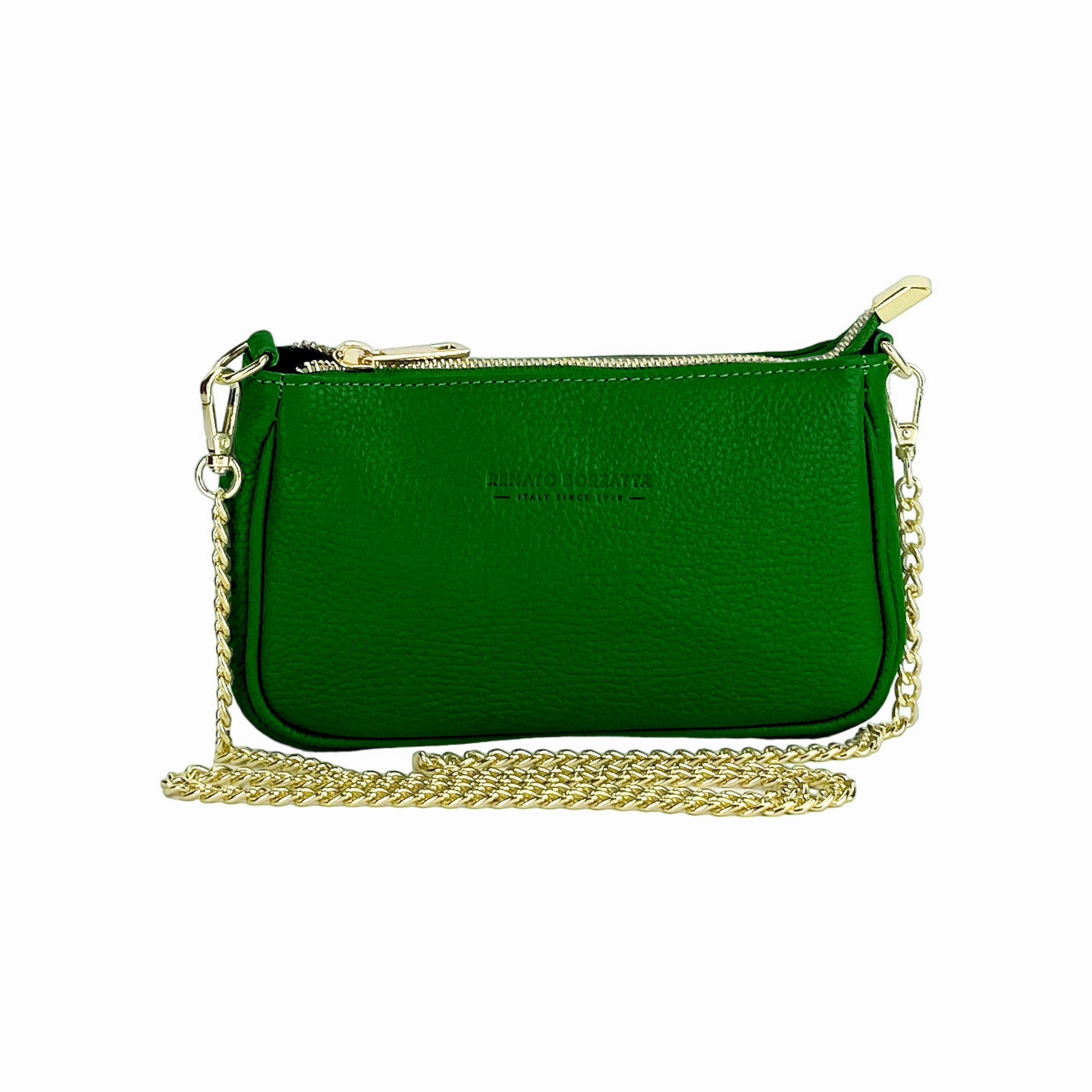 Renato Borzatta Small leather chain shoulder clutch bag Green