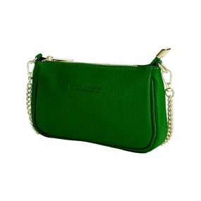 Renato Borzatta Small leather chain shoulder clutch bag Green