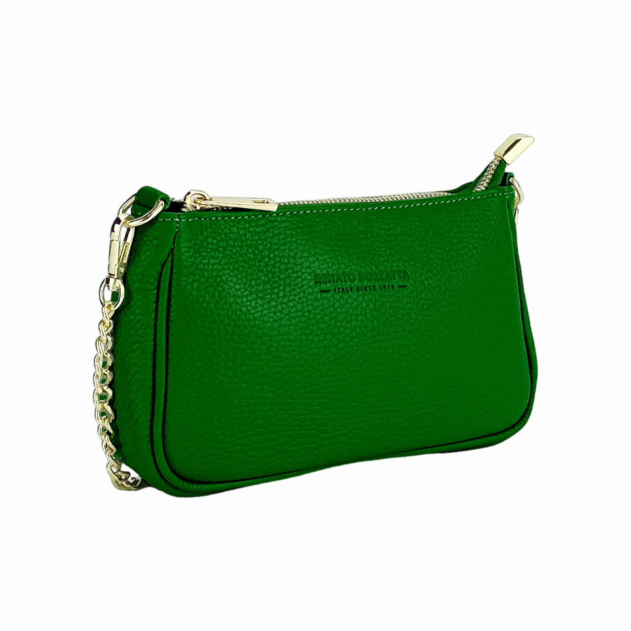 Renato Borzatta Small leather chain shoulder clutch bag Green