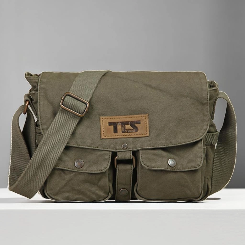 Retro Canvas Messenger Bag - Durable Multi-functional Crossbody Shoulder Bag with Multiple Pockets