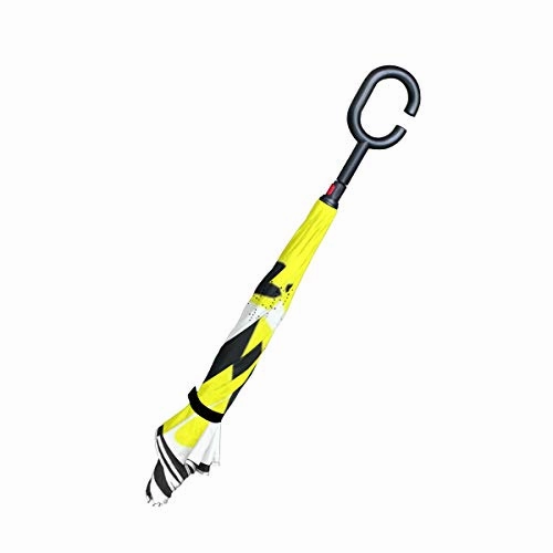 Reverse Umbrella Yellow Star Windproof Anti-UV for Car Outdoor Use