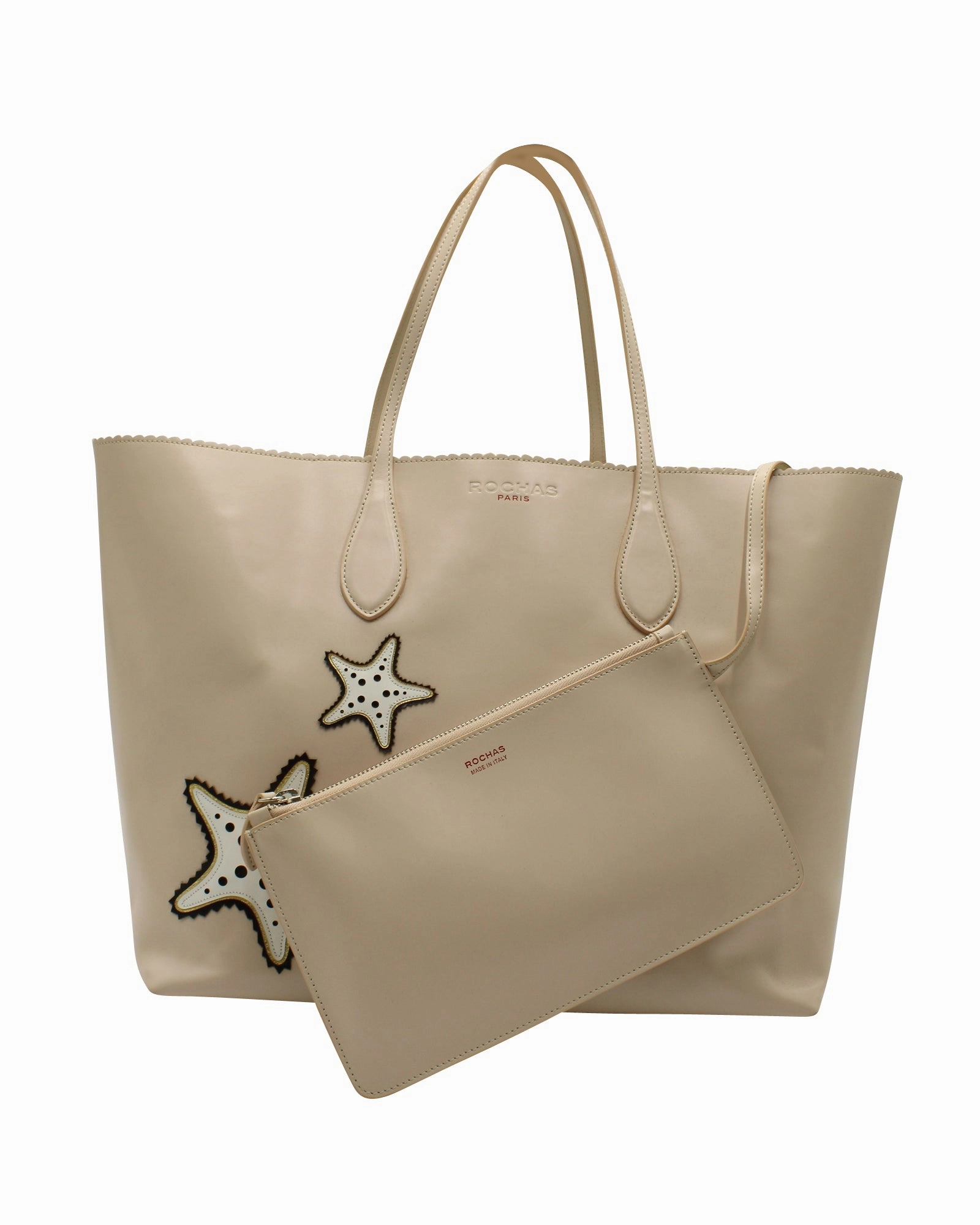 Rochas Tote Bag in Beige Leather