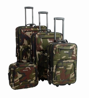Rockland Luggage Skate Wheels 4 Piece Luggage Set, Camouflage, One Size
