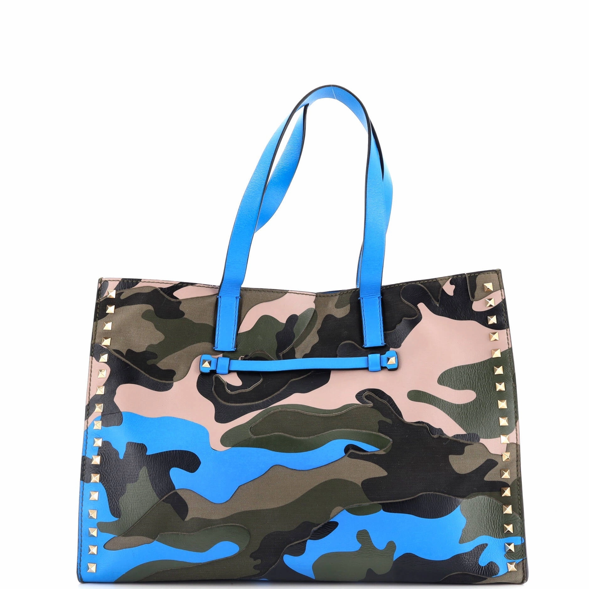 Rockstud Open Tote Camo Leather and Canvas Medium