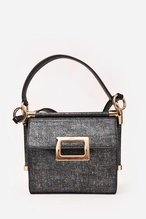 Roger Vivier Grey Metallic Fabric Miss Viv Crossbody Bag