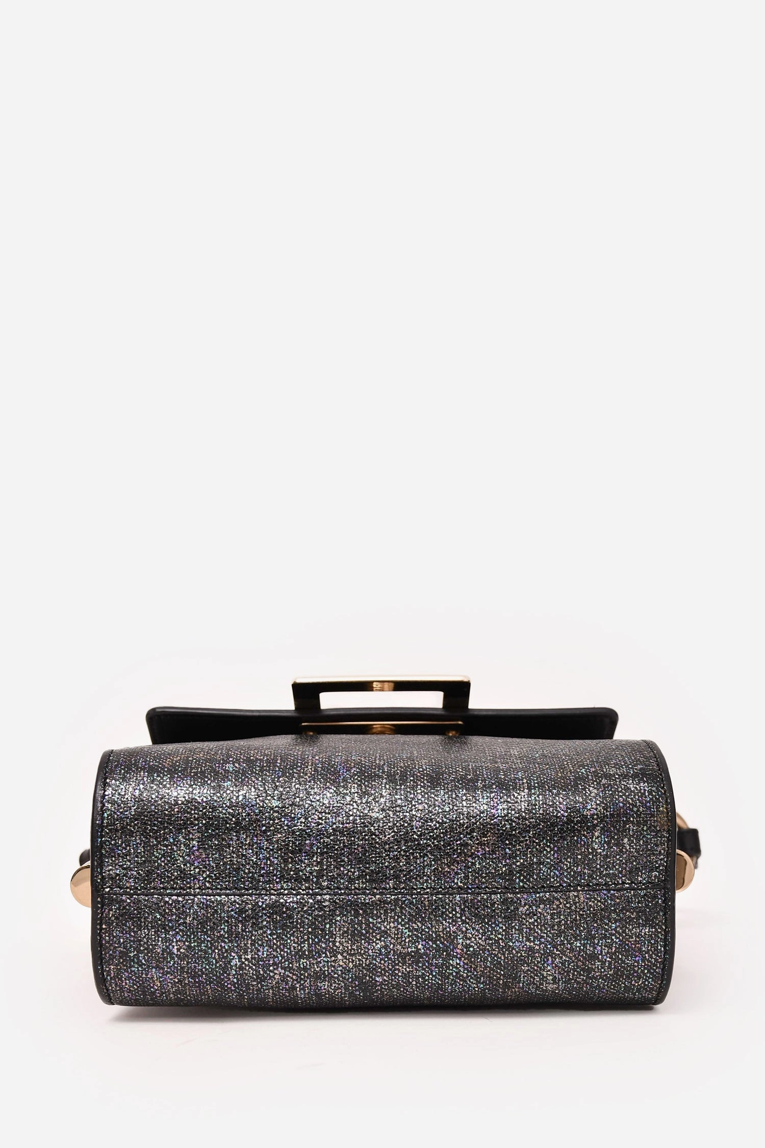 Roger Vivier Grey Metallic Fabric Miss Viv Crossbody Bag