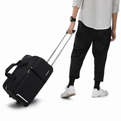Rolling Duffel Bag, Water Repellent Wheeled Duffel Carry On Luggage 20inch Black