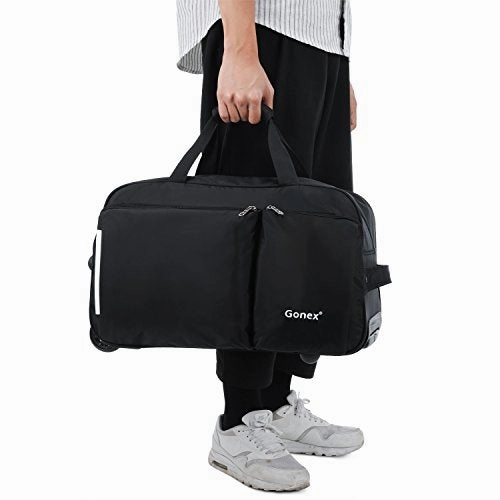 Rolling Duffel Bag, Water Repellent Wheeled Duffel Carry On Luggage 20inch Black