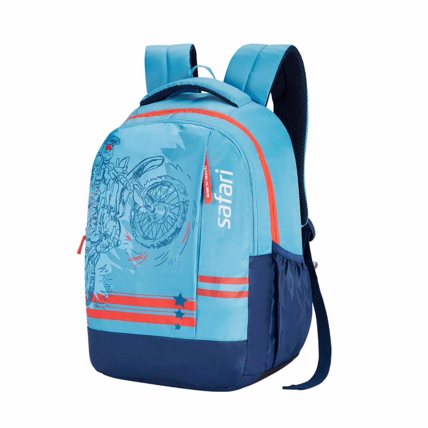 Safari 32L Duplex 4 Casual Backpack with Armor Base, Printed School Bag for Boys and Girls, College Backpack, Office Bag, Travel Bag Icy blue.