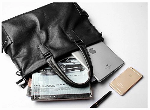 Saierlong New Mens Black Genuine Leather Briefcase Shoulder Laptop Business Bag