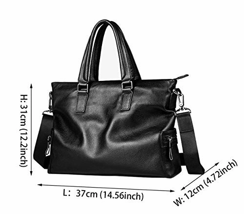 Saierlong New Mens Black Genuine Leather Briefcase Shoulder Laptop Business Bag