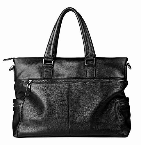 Saierlong New Mens Black Genuine Leather Briefcase Shoulder Laptop Business Bag