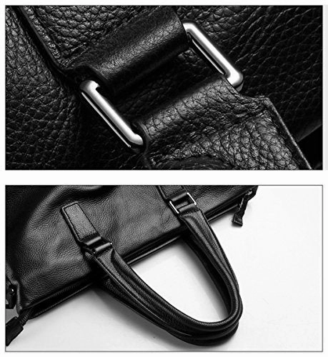 Saierlong New Mens Black Genuine Leather Briefcase Shoulder Laptop Business Bag