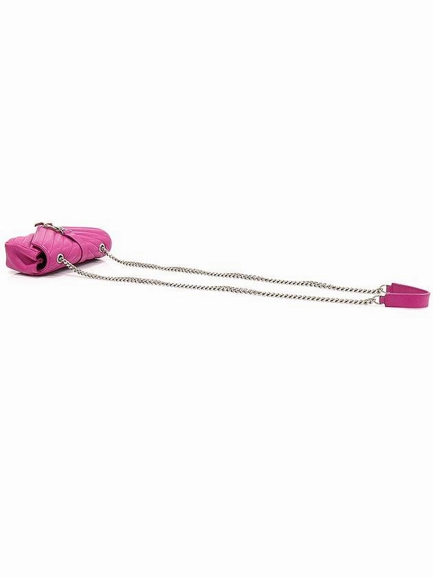 Saint Laurent 401628 Fuchsia pink monogram matelass silver plated baby satchel shoulder bag