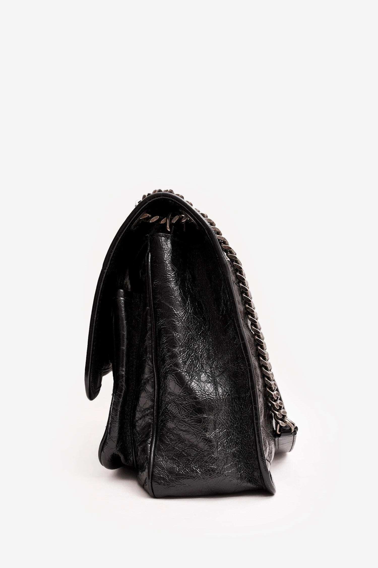 Saint Laurent Black Crinkled Leather 'Niki' Shoulder Bag