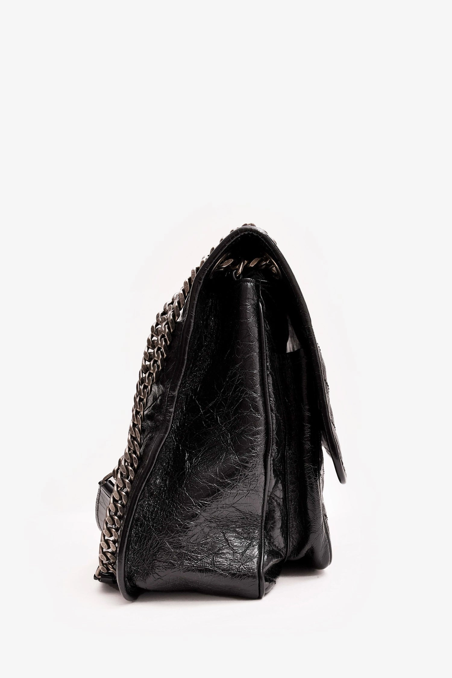 Saint Laurent Black Crinkled Leather 'Niki' Shoulder Bag